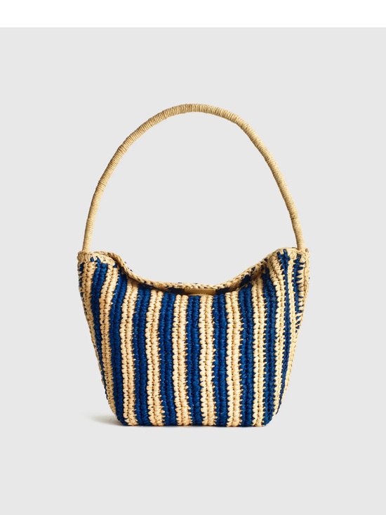 Madewell Handbags - Madewell Striped Woven Shoulder Bag in Natural & Navy